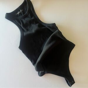 Abercrombie & Fitch Soft A&F Rib Black Ribbed Bodysuit